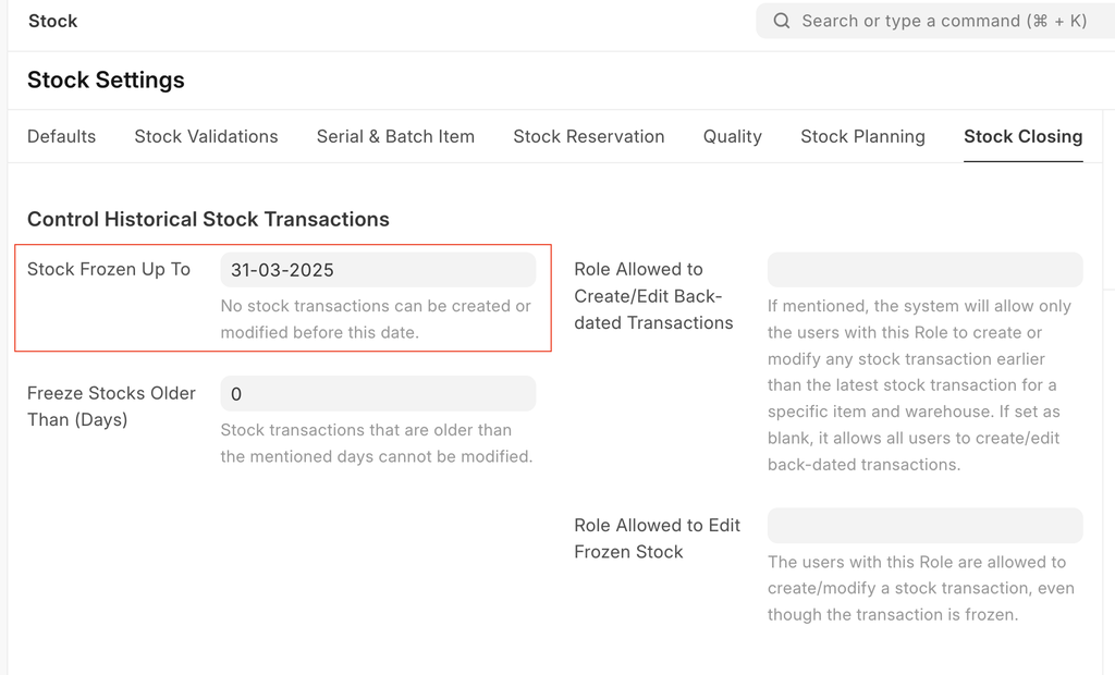 Modification de la méthode d’évaluation des stocks dans ERPNext